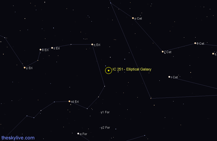 Finder chart IC 251 - Elliptical Galaxy in Cetus star