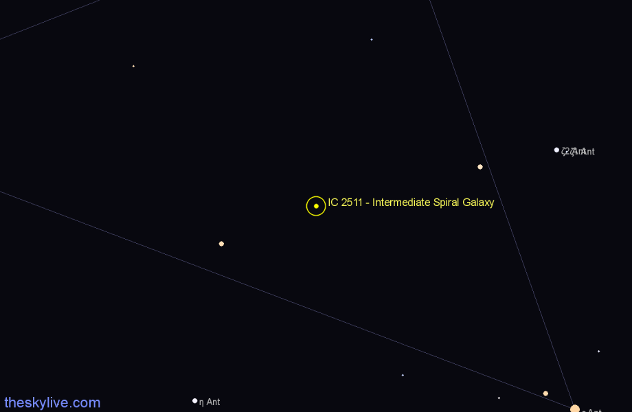 Finder chart IC 2511 - Intermediate Spiral Galaxy in Antlia star