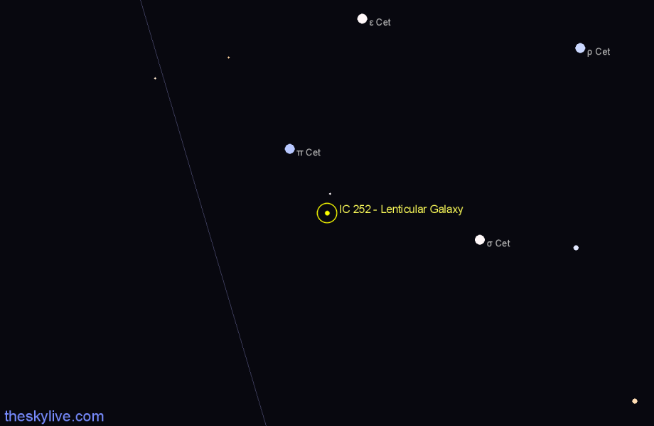 Finder chart IC 252 - Lenticular Galaxy in Cetus star