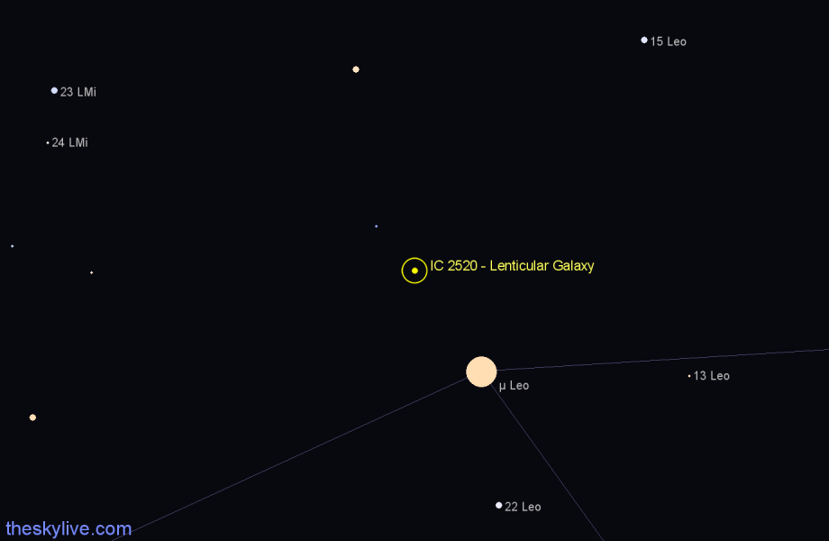 Finder chart IC 2520 - Lenticular Galaxy in Leo star