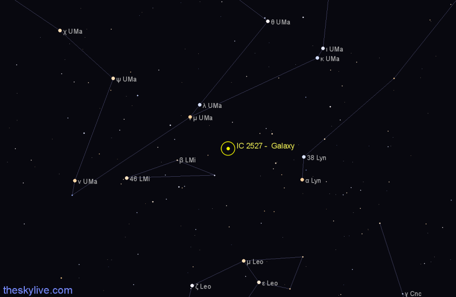 Finder chart IC 2527 - Galaxy in Leo Minor star