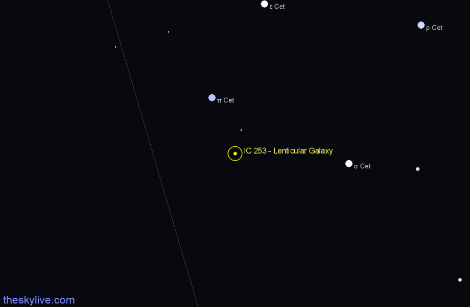 Finder chart IC 253 - Lenticular Galaxy in Cetus star