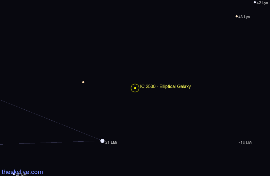 Finder chart IC 2530 - Elliptical Galaxy in Leo Minor star