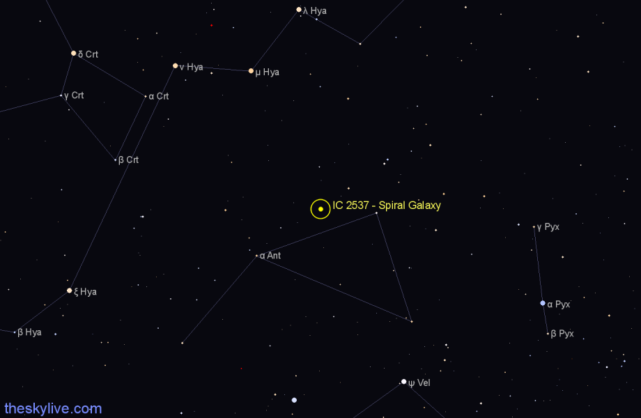Finder chart IC 2537 - Spiral Galaxy in Antlia star
