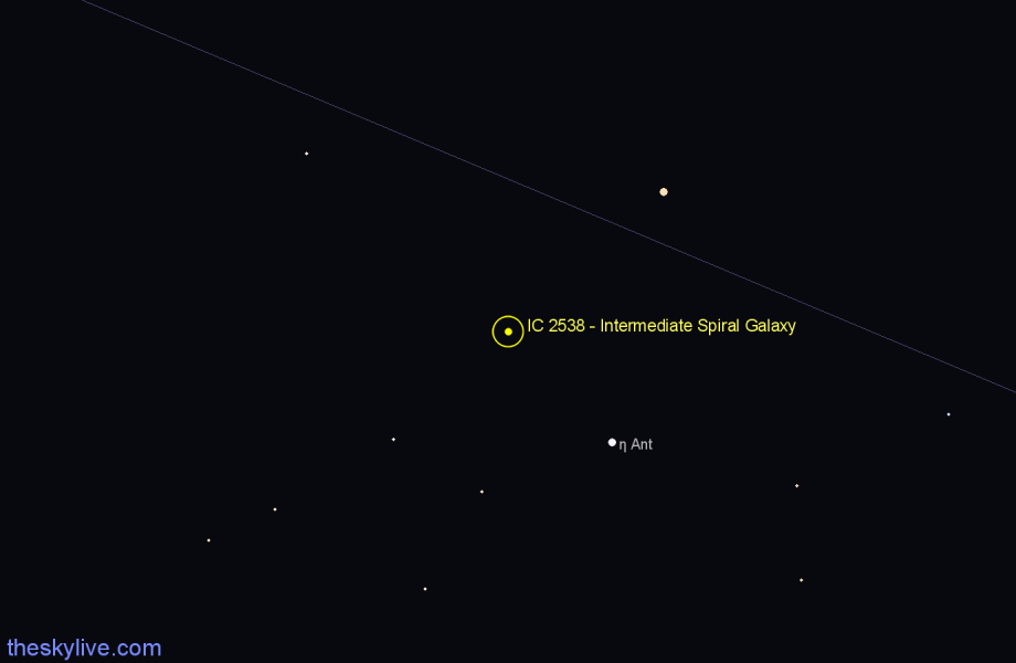 Finder chart IC 2538 - Intermediate Spiral Galaxy in Antlia star