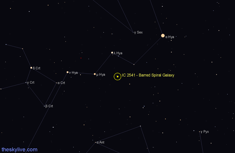 Finder chart IC 2541 - Barred Spiral Galaxy in Hydra star