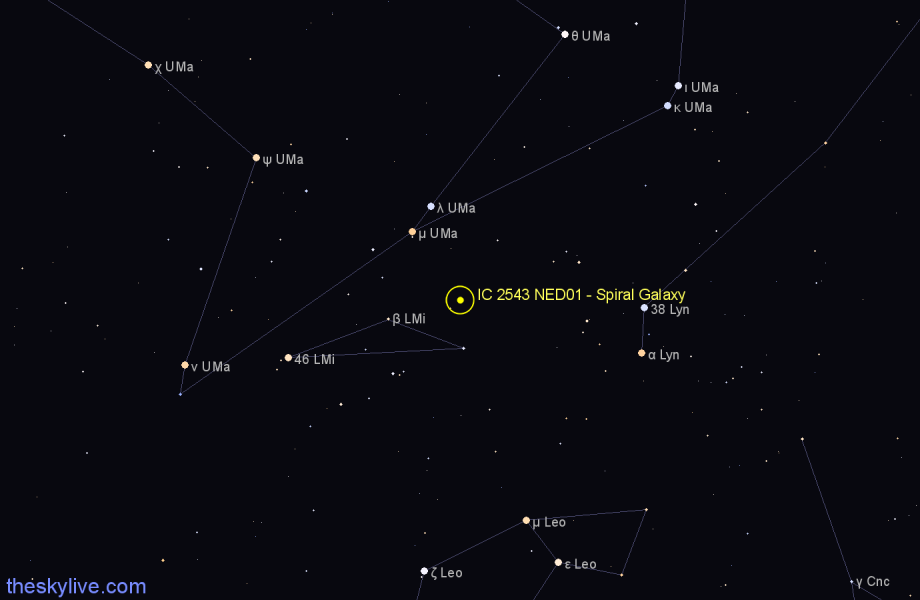 Finder chart IC 2543 NED01 - Spiral Galaxy in Leo Minor star