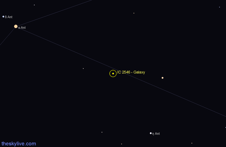 Finder chart IC 2546 - Galaxy in Antlia star