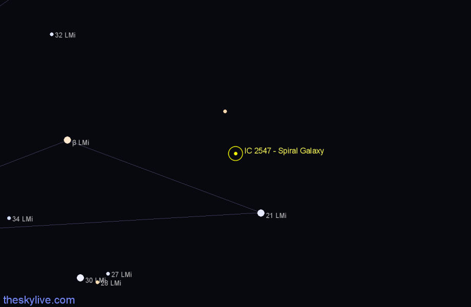 Finder chart IC 2547 - Spiral Galaxy in Leo Minor star