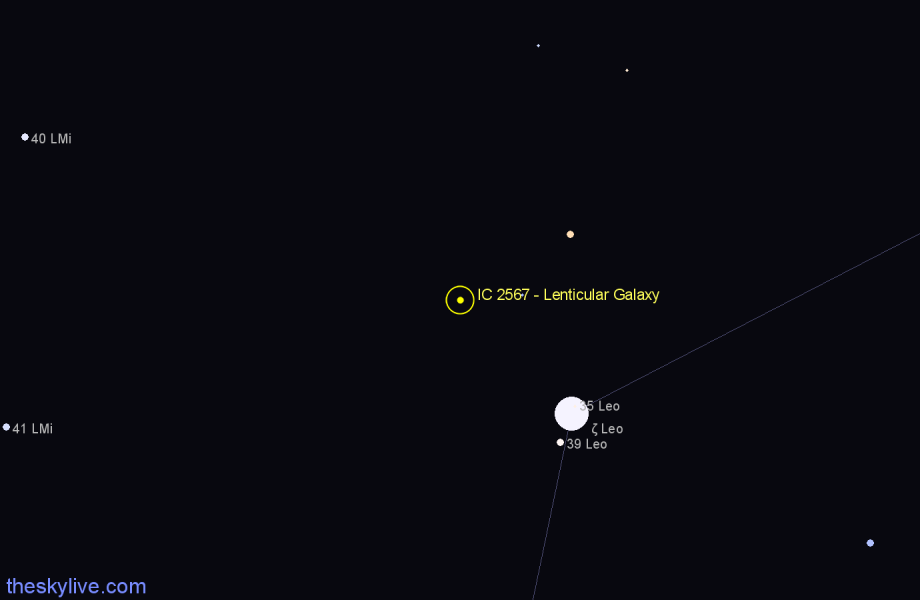 Finder chart IC 2567 - Lenticular Galaxy in Leo star