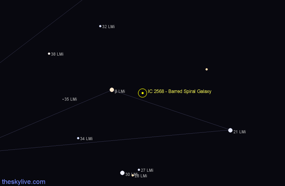 Finder chart IC 2568 - Barred Spiral Galaxy in Leo Minor star