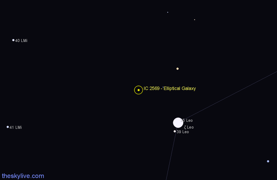 Finder chart IC 2569 - Elliptical Galaxy in Leo star