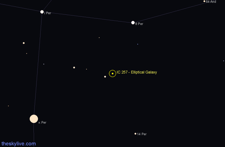 Finder chart IC 257 - Elliptical Galaxy in Perseus star