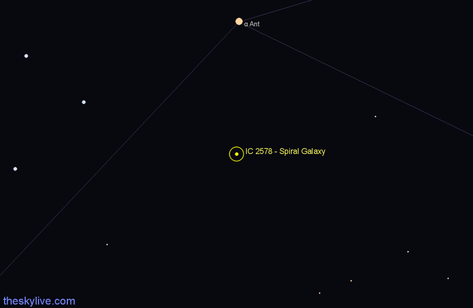 Finder chart IC 2578 - Spiral Galaxy in Antlia star