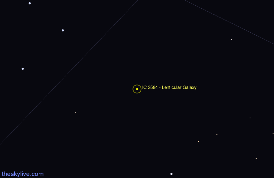 Finder chart IC 2584 - Lenticular Galaxy in Antlia star