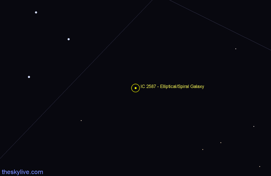 Finder chart IC 2587 - Elliptical/Spiral Galaxy in Antlia star