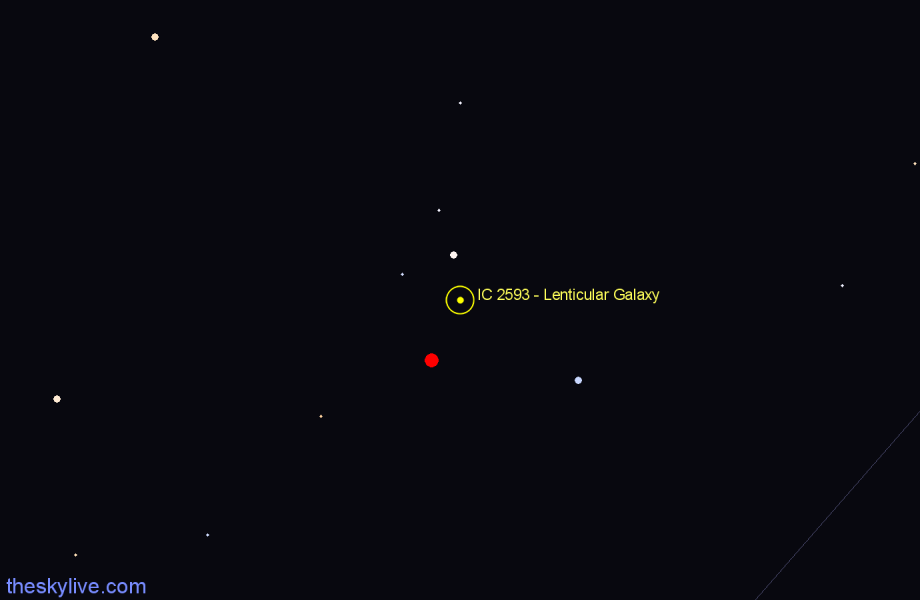 Finder chart IC 2593 - Lenticular Galaxy in Hydra star