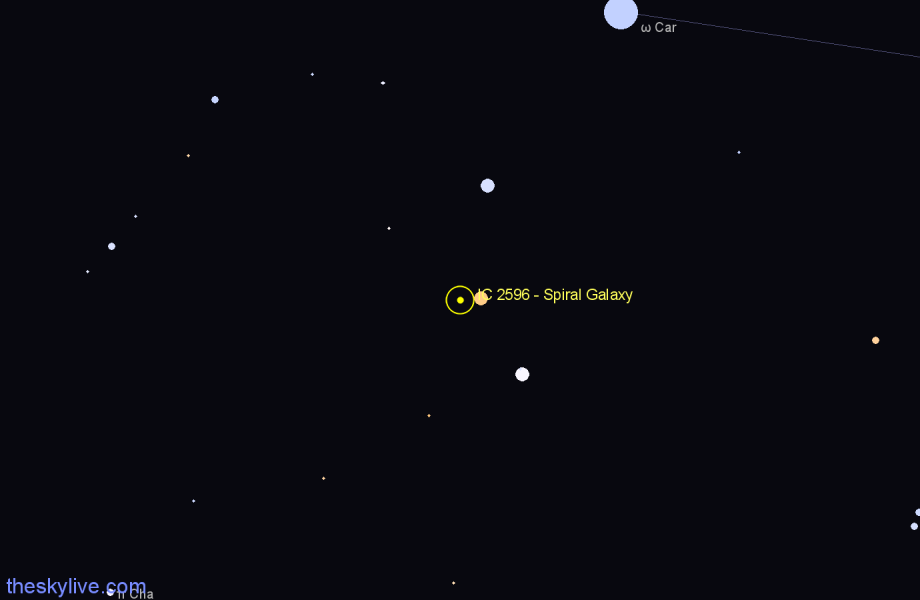 Finder chart IC 2596 - Spiral Galaxy in Carina star