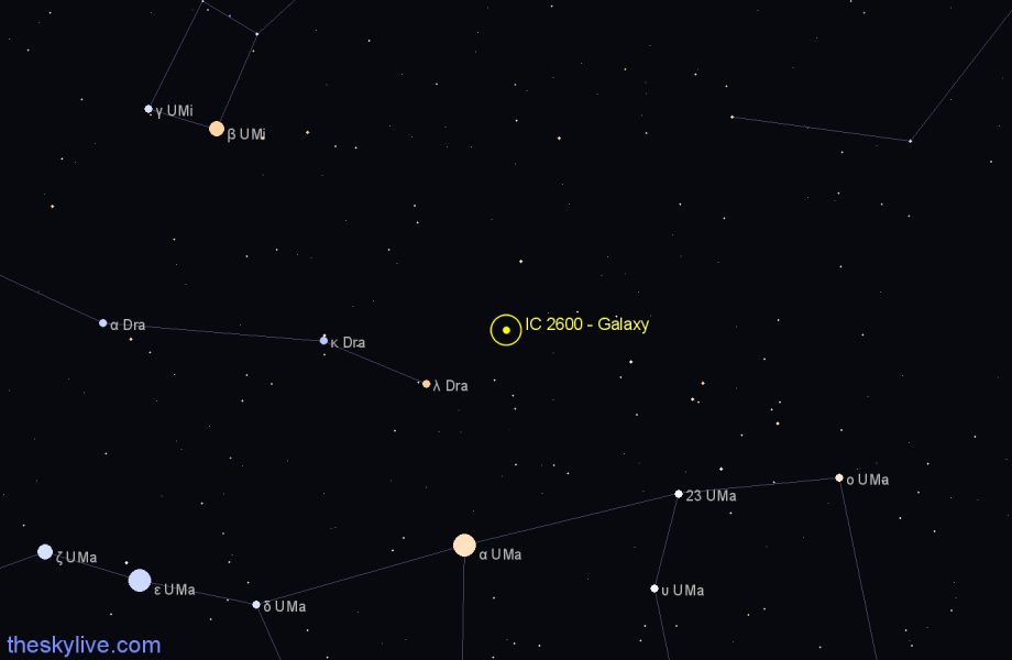 Finder chart IC 2600 - Galaxy in Ursa Major star