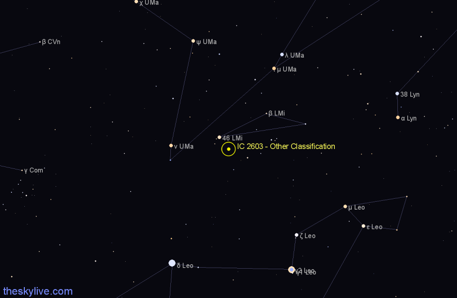 Finder chart IC 2603 - Other Classification in Leo Minor star