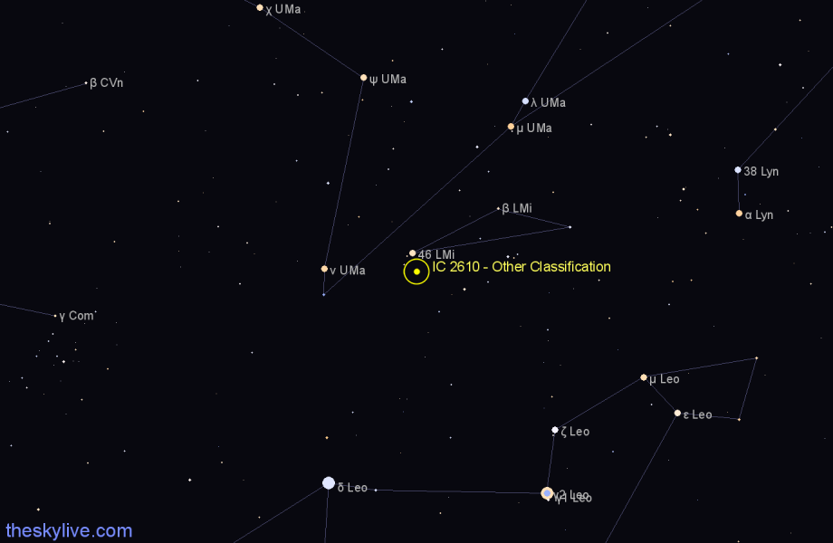 Finder chart IC 2610 - Other Classification in Leo Minor star