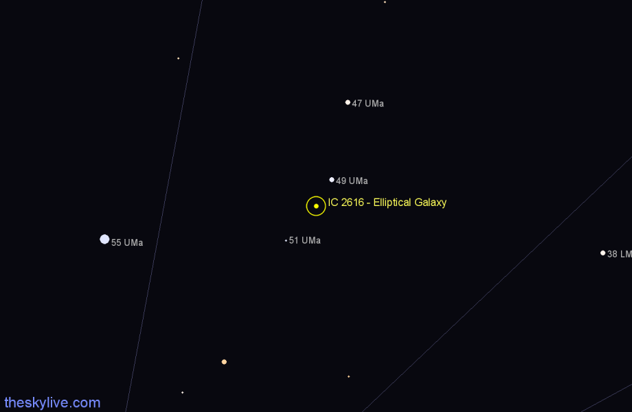 Finder chart IC 2616 - Elliptical Galaxy in Ursa Major star