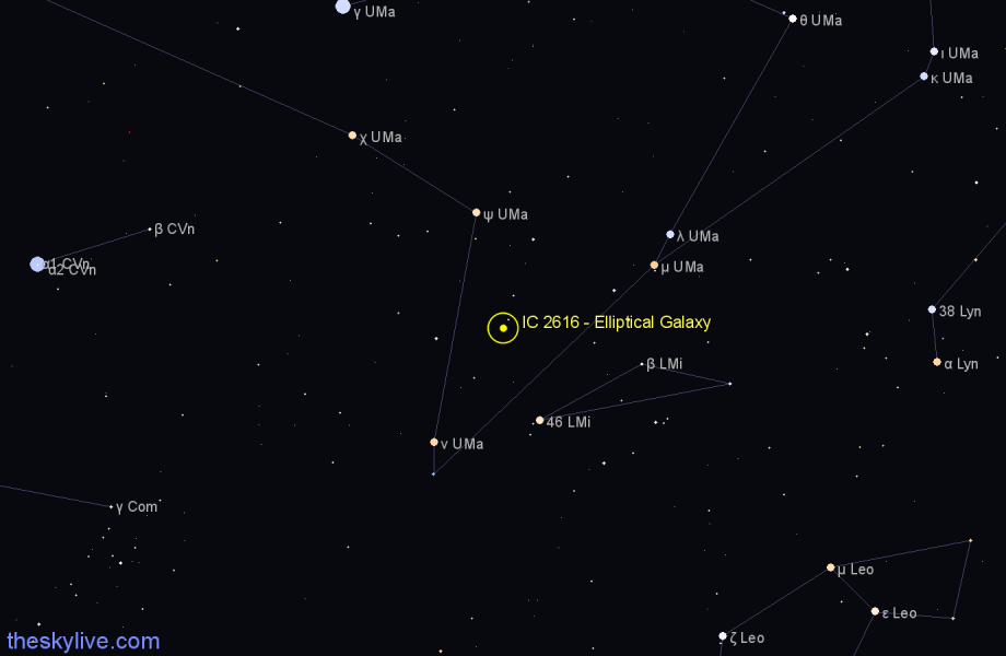 Finder chart IC 2616 - Elliptical Galaxy in Ursa Major star