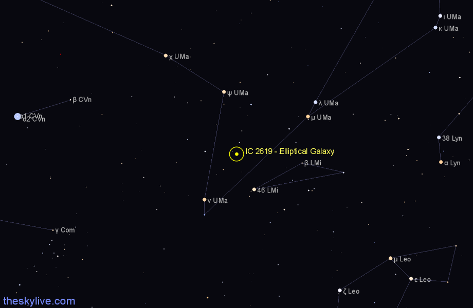 Finder chart IC 2619 - Elliptical Galaxy in Ursa Major star