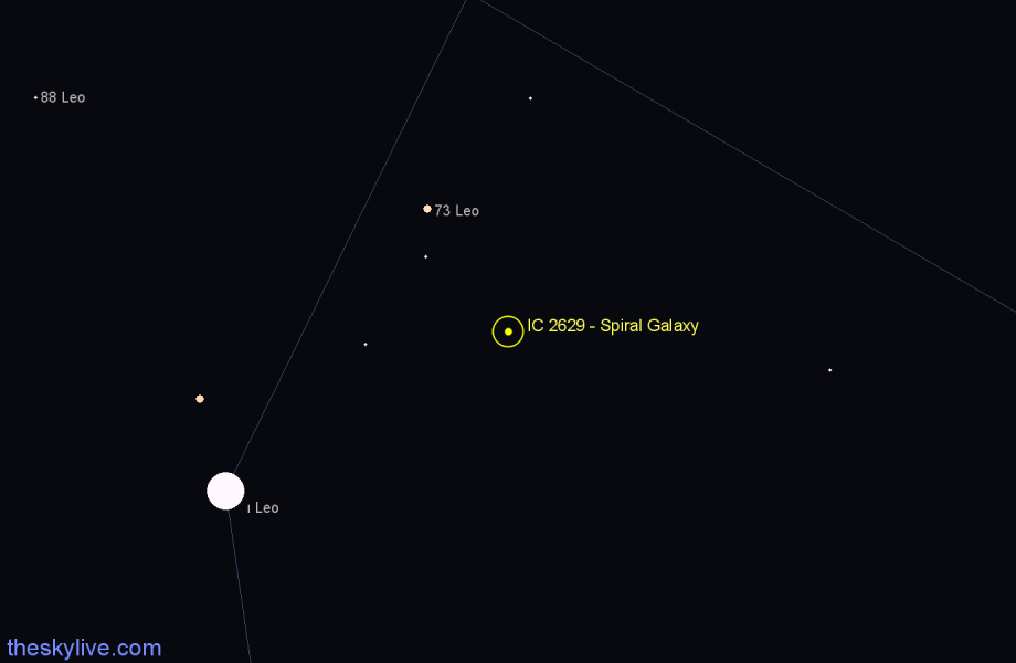 Finder chart IC 2629 - Spiral Galaxy in Leo star