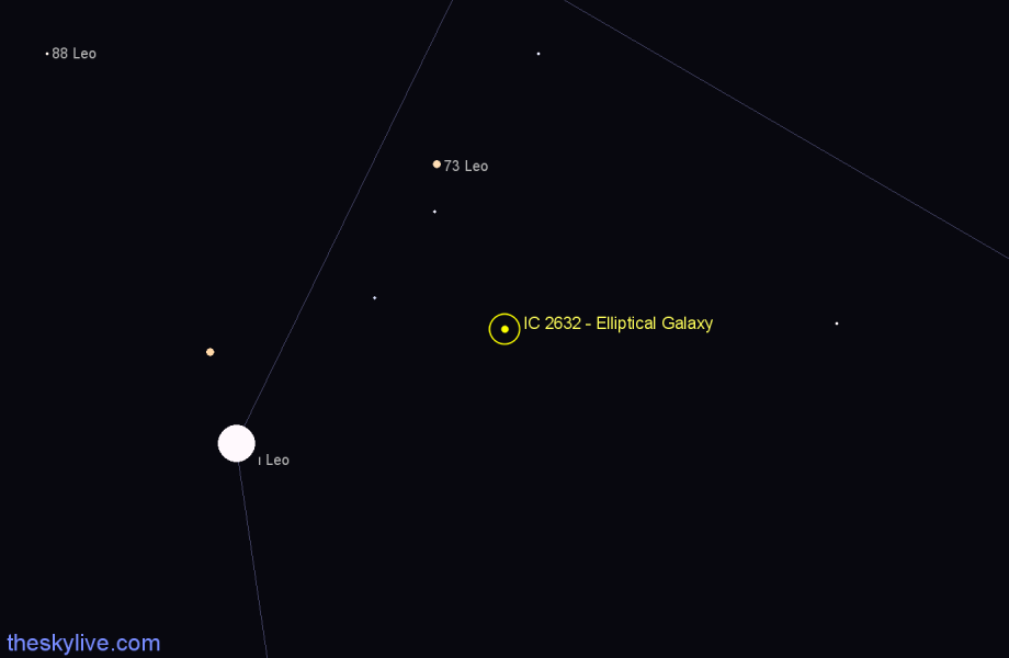 Finder chart IC 2632 - Elliptical Galaxy in Leo star