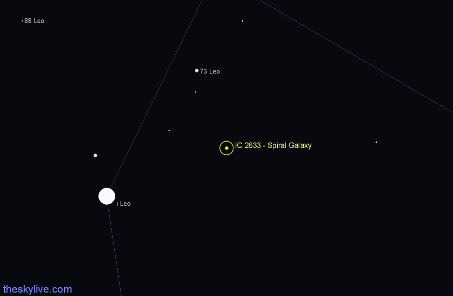 Finder chart IC 2633 - Spiral Galaxy in Leo star