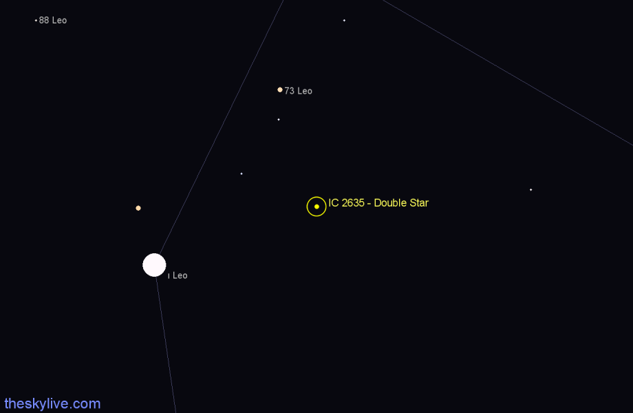 Finder chart IC 2635 - Double Star in Leo star