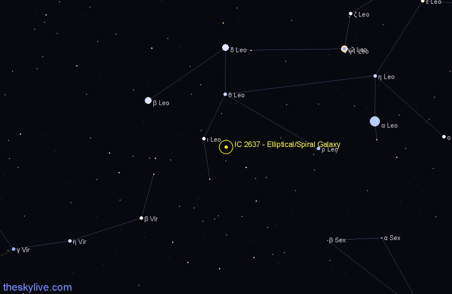 Finder chart IC 2637 - Elliptical/Spiral Galaxy in Leo star