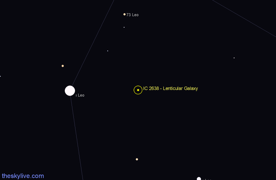 Finder chart IC 2638 - Lenticular Galaxy in Leo star