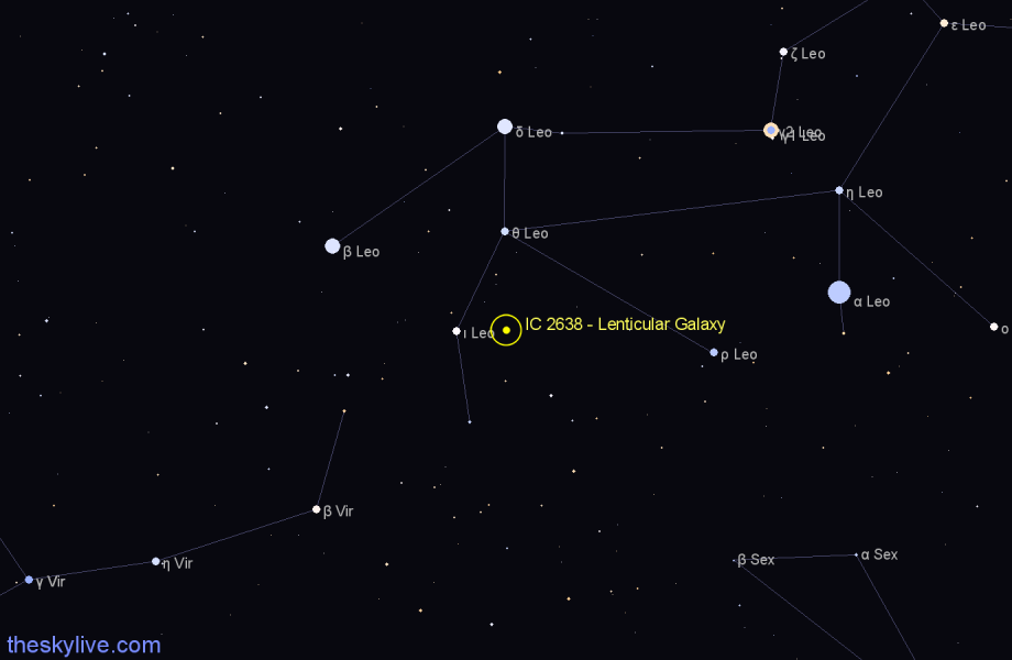 Finder chart IC 2638 - Lenticular Galaxy in Leo star