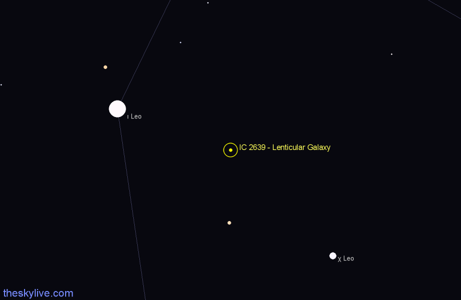 Finder chart IC 2639 - Lenticular Galaxy in Leo star