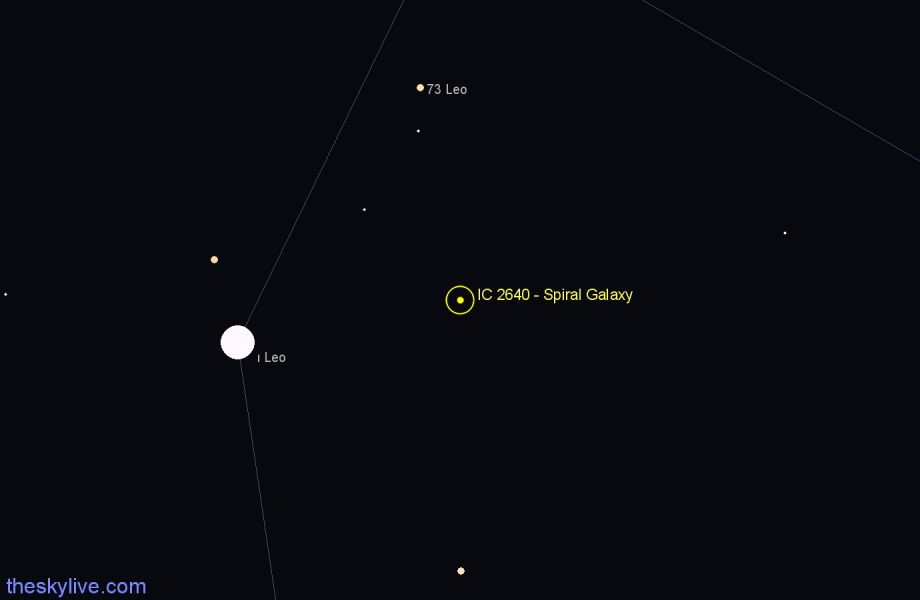 Finder chart IC 2640 - Spiral Galaxy in Leo star