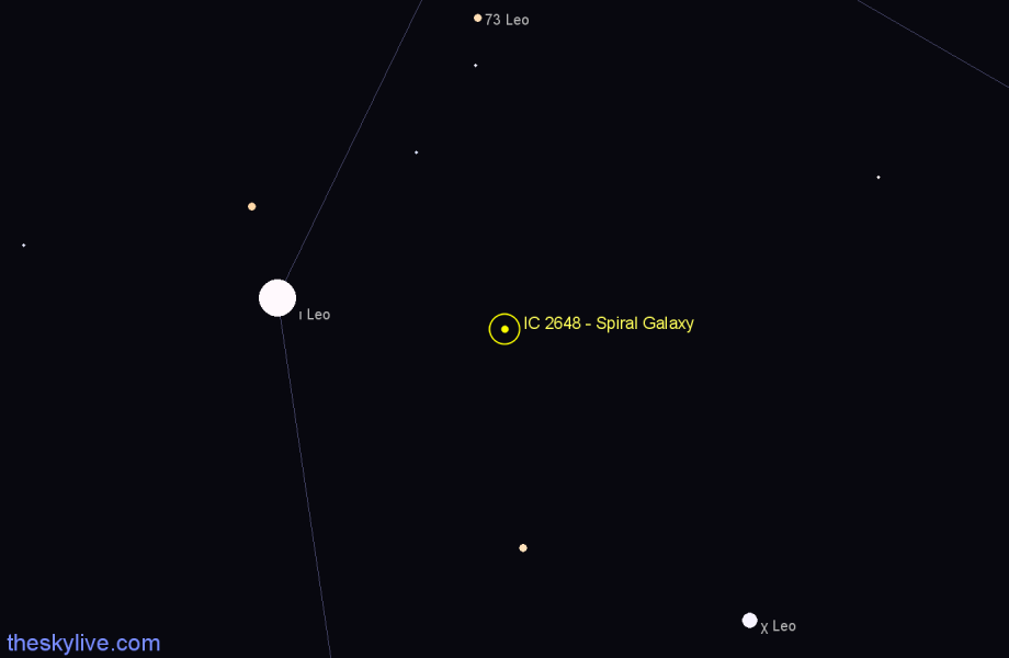 Finder chart IC 2648 - Spiral Galaxy in Leo star