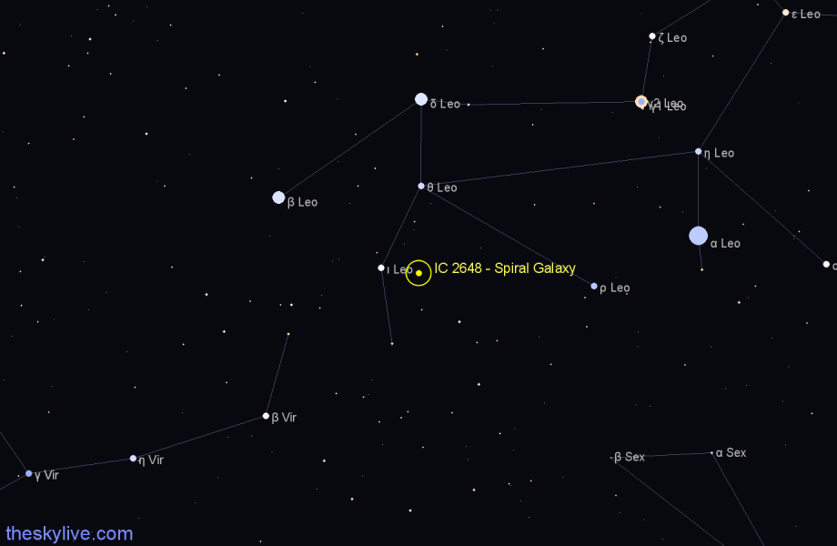 Finder chart IC 2648 - Spiral Galaxy in Leo star