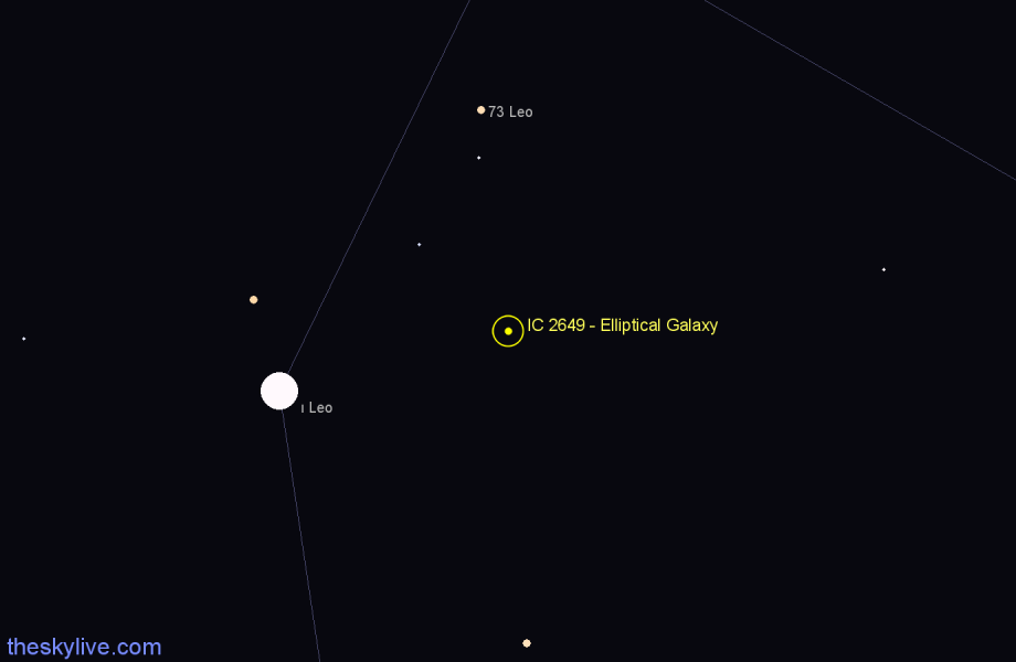 Finder chart IC 2649 - Elliptical Galaxy in Leo star