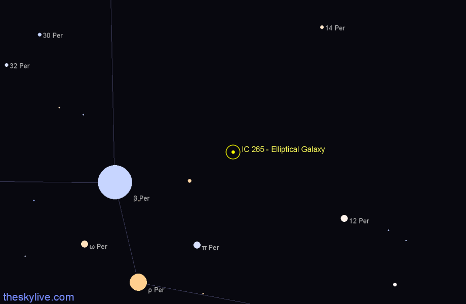 Finder chart IC 265 - Elliptical Galaxy in Perseus star