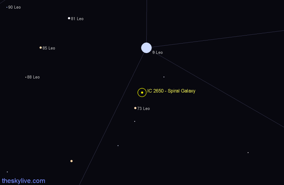 Finder chart IC 2650 - Spiral Galaxy in Leo star