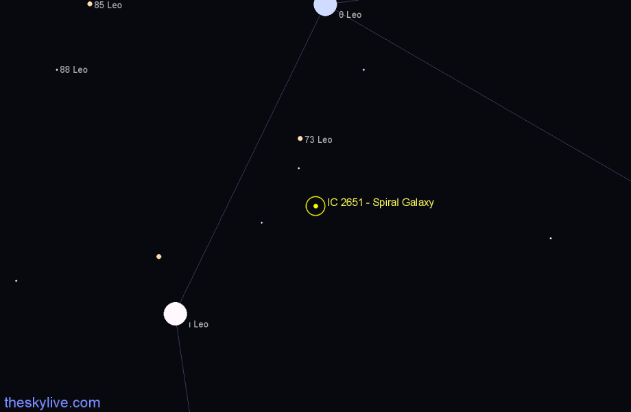 Finder chart IC 2651 - Spiral Galaxy in Leo star