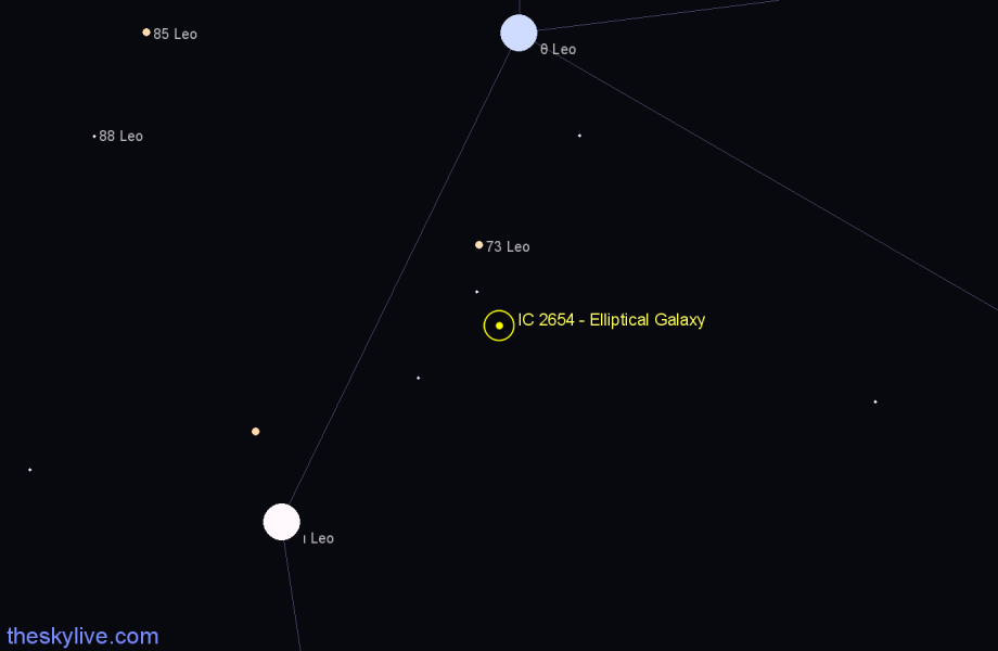 Finder chart IC 2654 - Elliptical Galaxy in Leo star