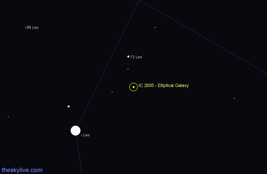 Finder chart IC 2655 - Elliptical Galaxy in Leo star