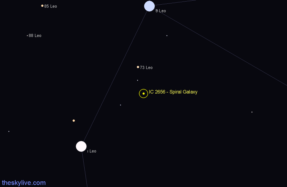 Finder chart IC 2656 - Spiral Galaxy in Leo star