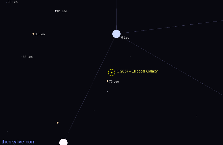 Finder chart IC 2657 - Elliptical Galaxy in Leo star