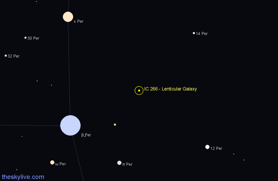 Finder chart IC 266 - Lenticular Galaxy in Perseus star