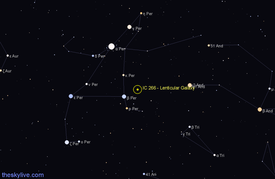 Finder chart IC 266 - Lenticular Galaxy in Perseus star