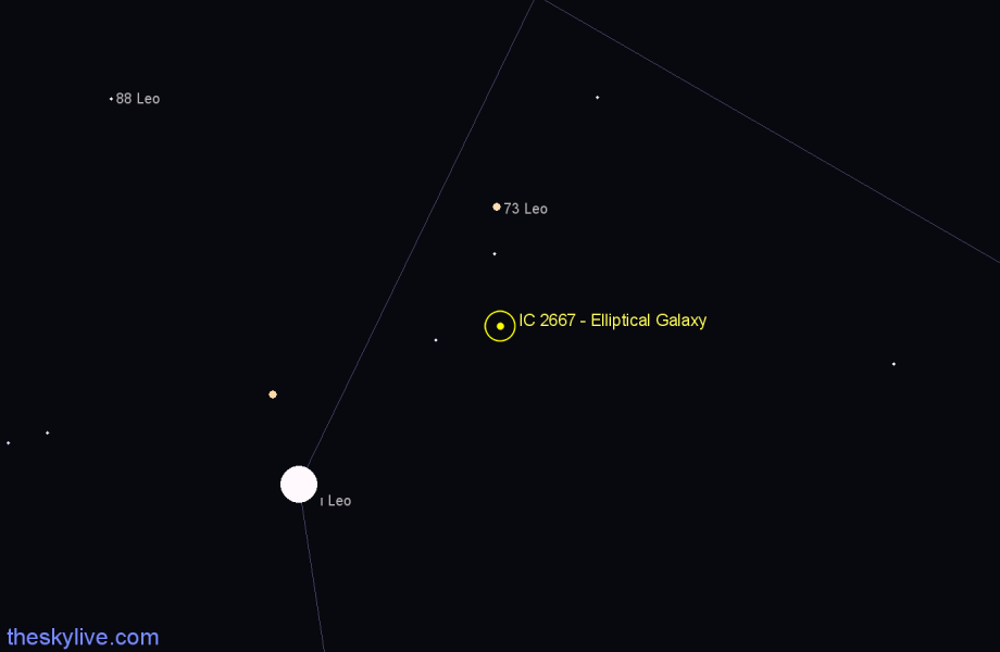 Finder chart IC 2667 - Elliptical Galaxy in Leo star